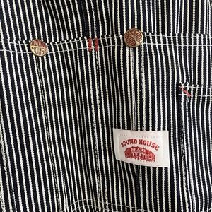 VTG Round House Bib Overalls Mens 38x34 Hickory Stripe Railroad Lot 45 Farmer
